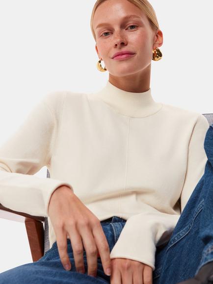 Whistles Mira Funnel Neck Jumper, Ivory