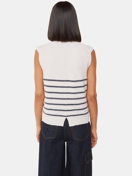 Whistles Wool Blend Stripe Textured Tank, Ivory/Multi - view 2, Ivory/Multi