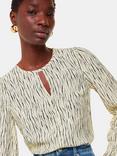 Whistles Shibori Stripe Detail Blouse, Ivory/Black