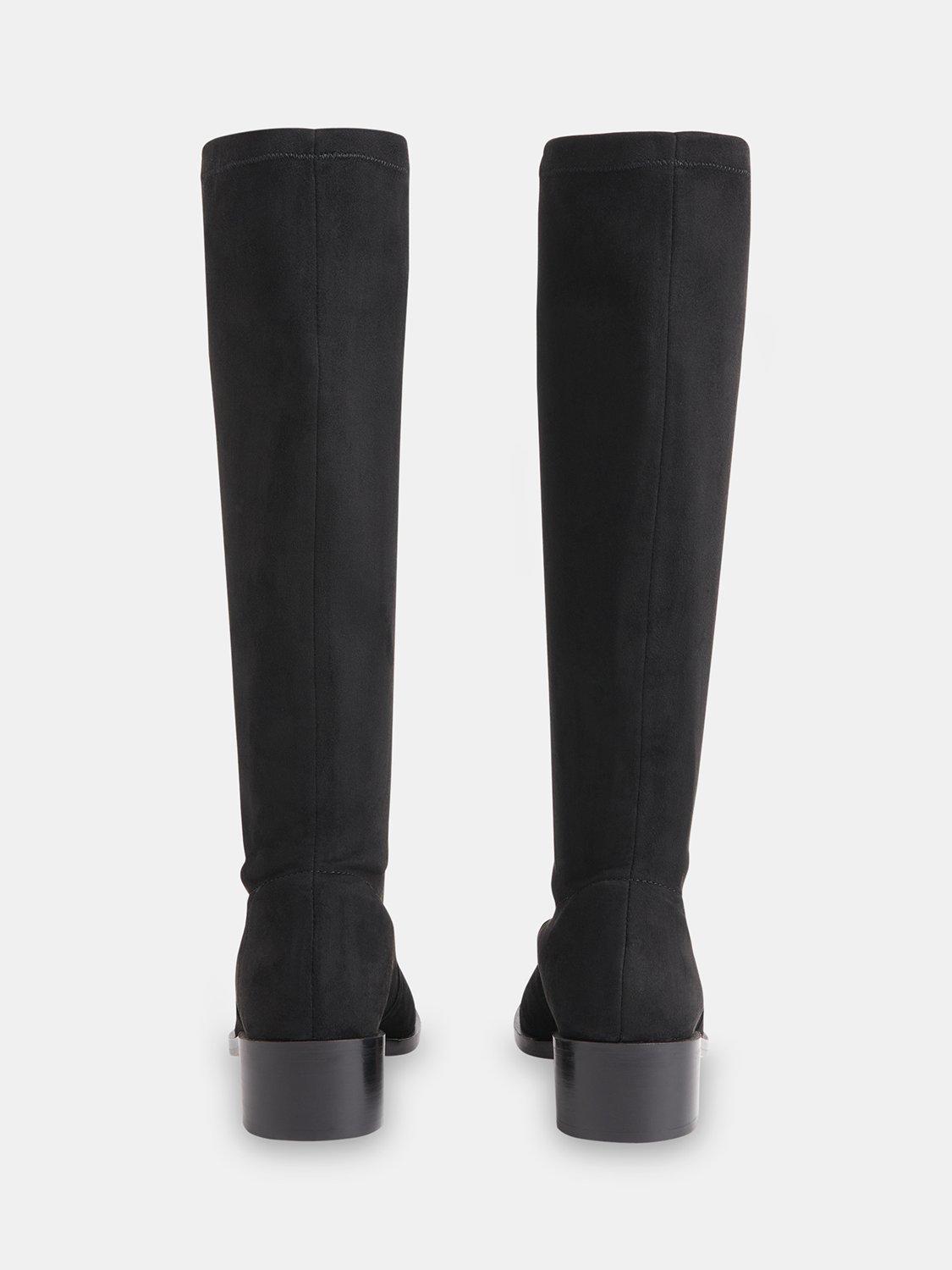 Product image 2 of 4, which shows Whistles Lisi Leather Stretch Knee High Boots, Black, 3