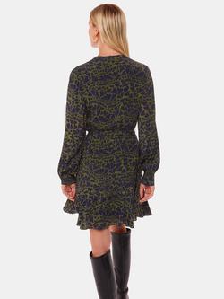 Whistles Abstract Petal Flippy Mini Dress, Green/Multi - view 2, Green/Multi