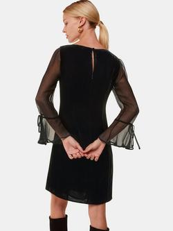 Whistles Myla Velvet Mini Dress, Black - view 2, Black