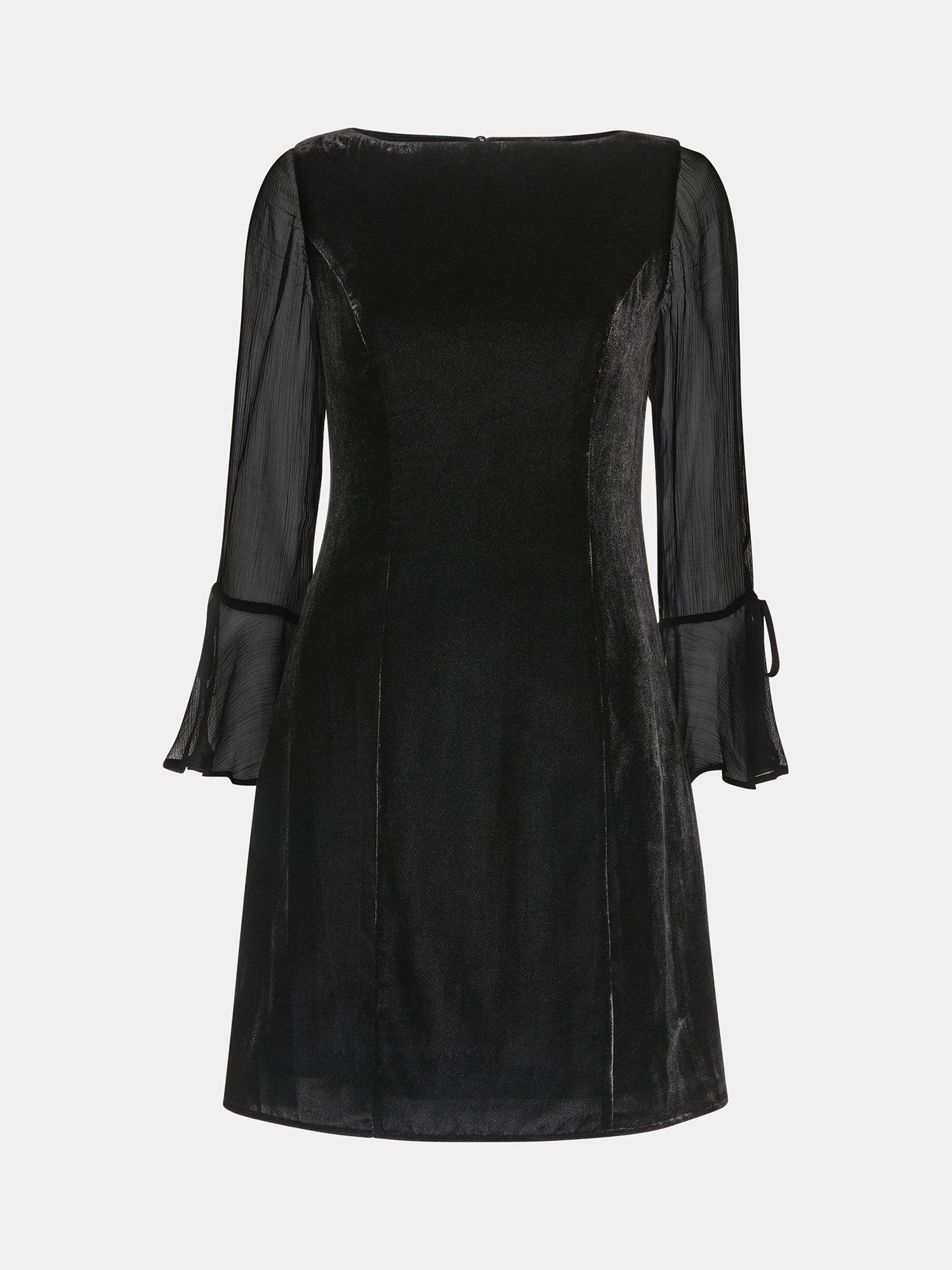 Product image 6 of 6, which shows Whistles Myla Velvet Mini Dress, Black, 6