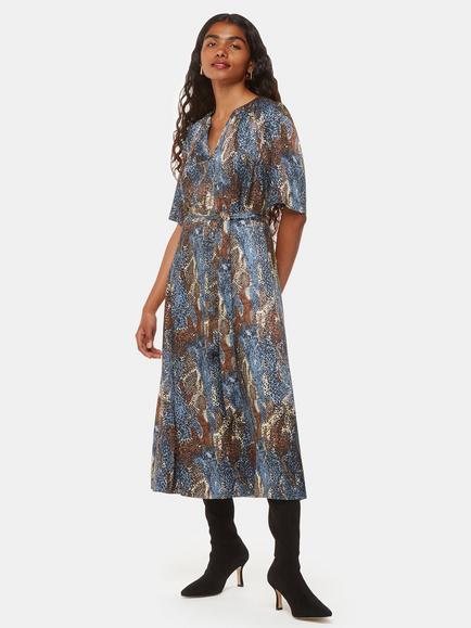 Whistles Petite Marlow Dashed Snake Print Dress, Multi, Multi