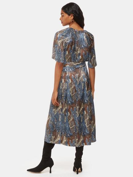Whistles Petite Marlow Dashed Snake Print Dress, Multi - view 2, Multi
