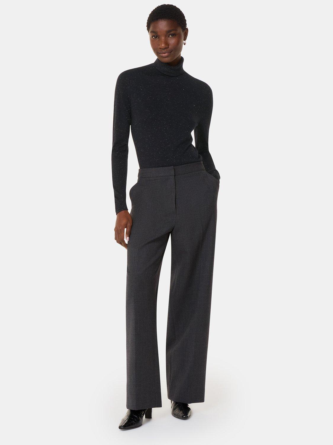 Product image 3 of 5, which shows Whistles Annie Sparkle Roll Neck Knit, Black, 6