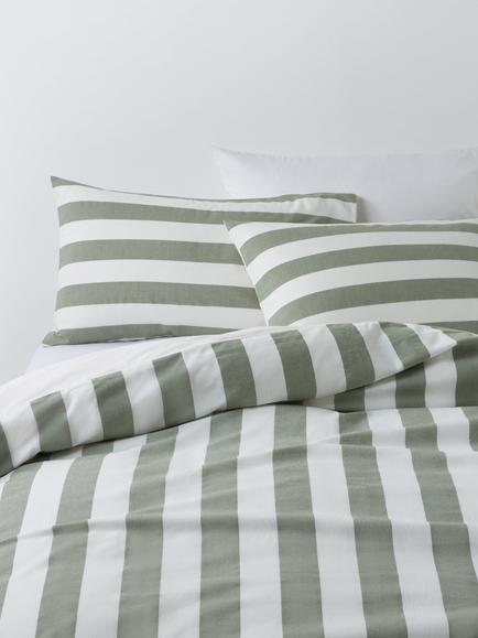 John Lewis Chelsea Stripe Pure Cotton Weave Duvet Cover Set, Green/Multi