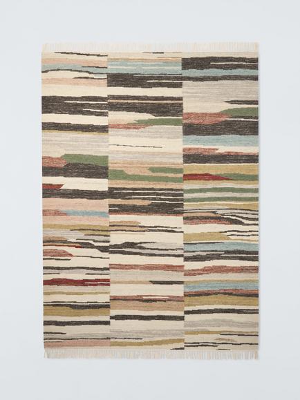 John Lewis Abstract Stripe Wool Rich Flatweave Rug, Multi, Multi