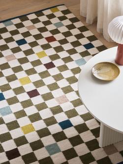 John Lewis Checkerboard Wool Rich Rug, Multi - view 2, Multi