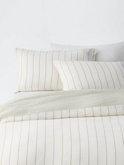 John Lewis Hayle Pure Cotton Gauze Reversible Stripe Bedding, Green/Multi