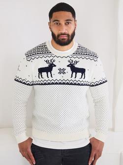The Little Tailor Mens Fairisle Christmas Jumper, Cream