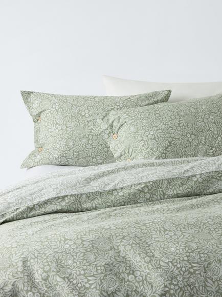 John Lewis Hidcote Pure Cotton Percale Duvet Cover Set, 200 Thread Count, Myrtle Green