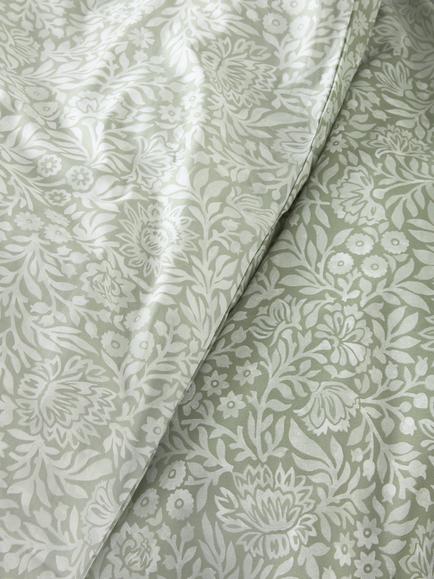 John Lewis Hidcote Pure Cotton Percale Duvet Cover Set, 200 Thread Count - view 2, Myrtle Green