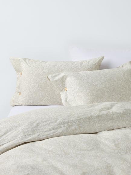 John Lewis Hidcote Pure Cotton Percale Duvet Cover Set, 200 Thread Count, Putty