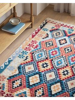 John Lewis Indira Kasak Pure Wool Rug, Multi - view 2, Multi