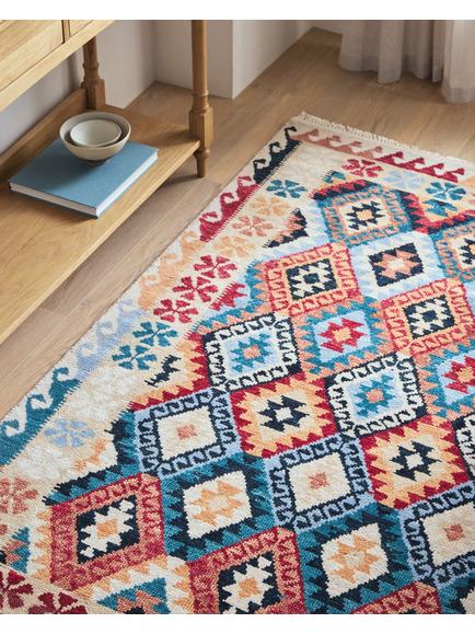 John Lewis Indira Kasak Pure Wool Rug, Multi - view 2, Multi