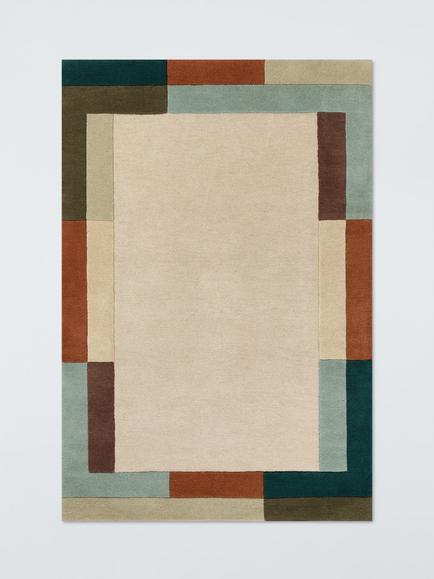 John Lewis Origin Modern Border Pure Wool Rug, Multi, Multi