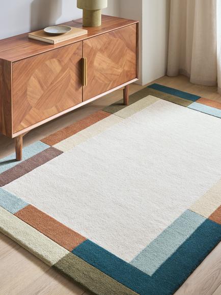John Lewis Origin Modern Border Pure Wool Rug, Multi - view 2, Multi