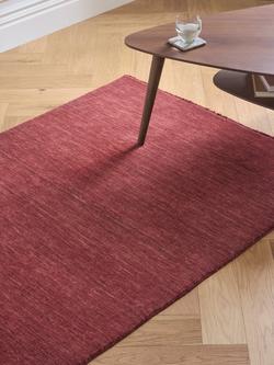 John Lewis Plain Hand Woven New Zealand Pure Wool Rug - view 2, Deep Red