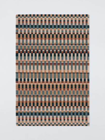 John Lewis Parallel Check Pure Wool Rug, Multi, Multi