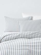 John Lewis Mia Stripe Pure Cotton Weave Bedding, Blue/White