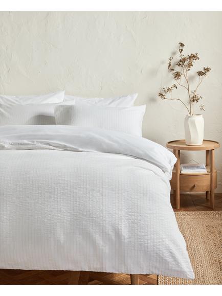 John Lewis Seersucker Pinstripe Duvet Cover Set - view 2, Natural