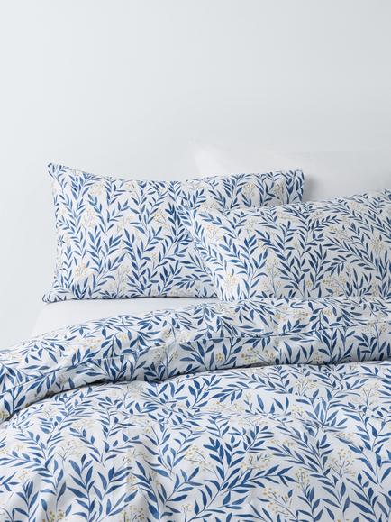 John Lewis Tansy Pure Cotton Percale Duvet Cover Set, 200 Thread Count, Blue/Yellow