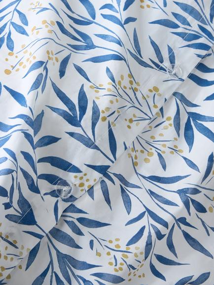John Lewis Tansy Pure Cotton Percale Duvet Cover Set, 200 Thread Count - view 2, Blue/Yellow