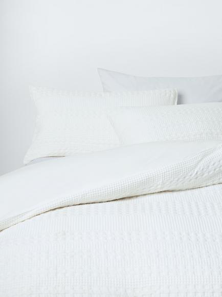 John Lewis Large Waffle Stripe Duvet Cover Set, White
