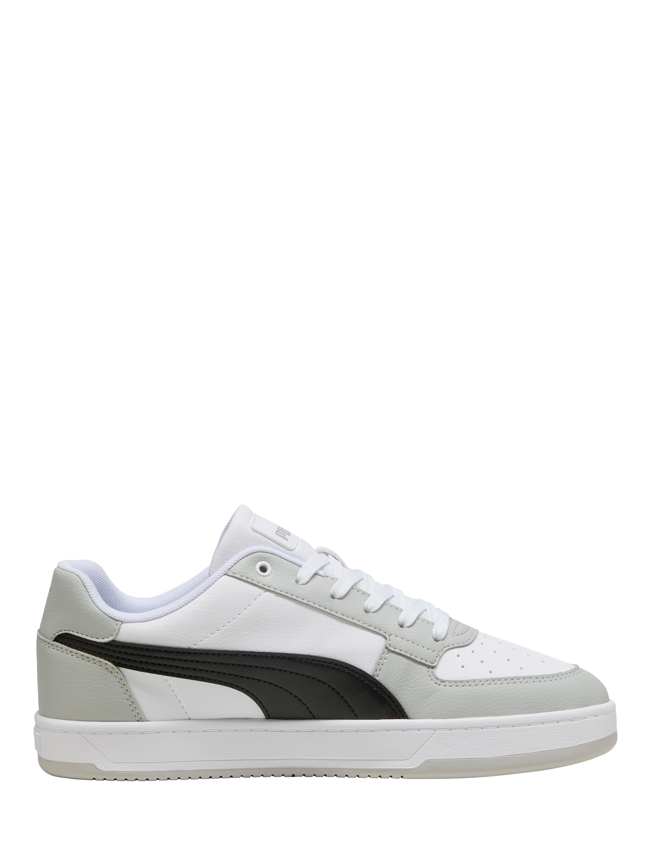 Product image 1 of 4, which shows PUMA Caven Leather Lace Up Trainers, White/Grey, 10