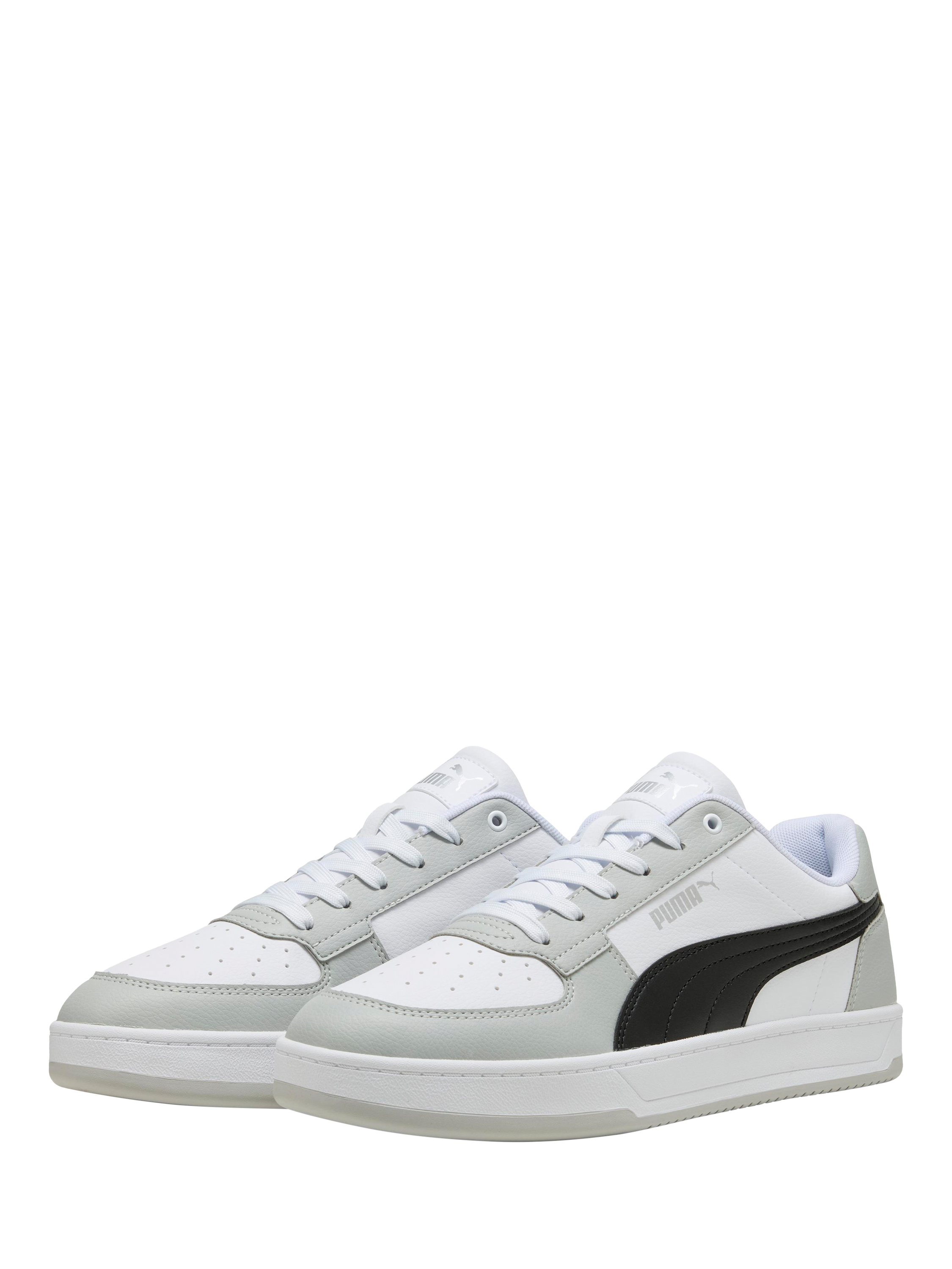 Product image 2 of 4, which shows PUMA Caven Leather Lace Up Trainers, White/Grey, 10