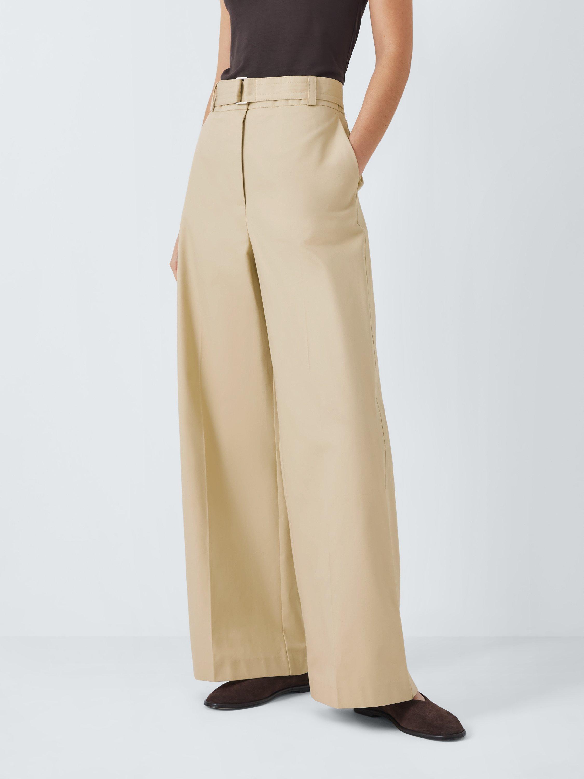 Product image 1 of 7, which shows John Lewis Wide Leg Cotton Trousers, Beige, 8