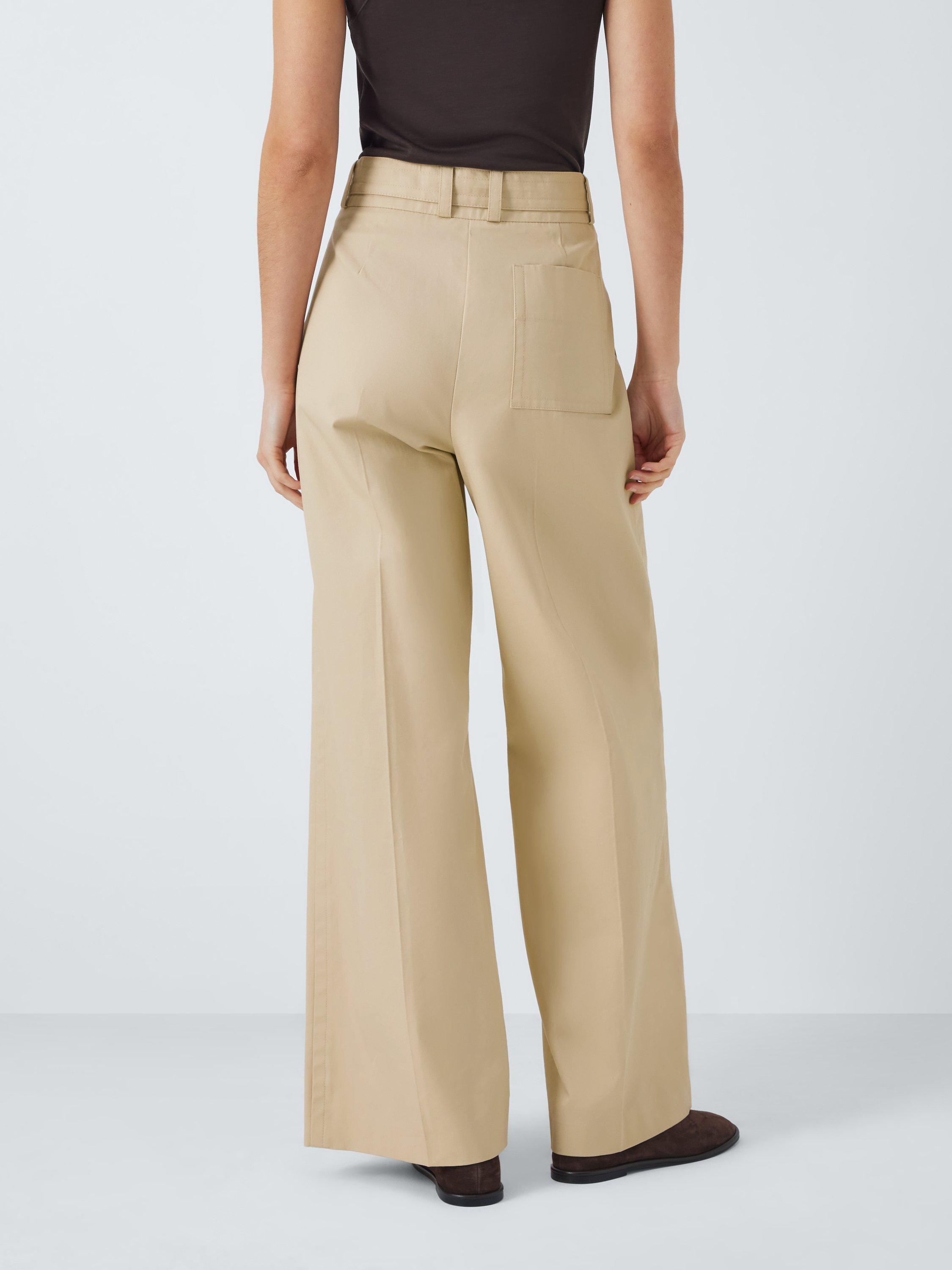 Product image 2 of 7, which shows John Lewis Wide Leg Cotton Trousers, Beige, 8