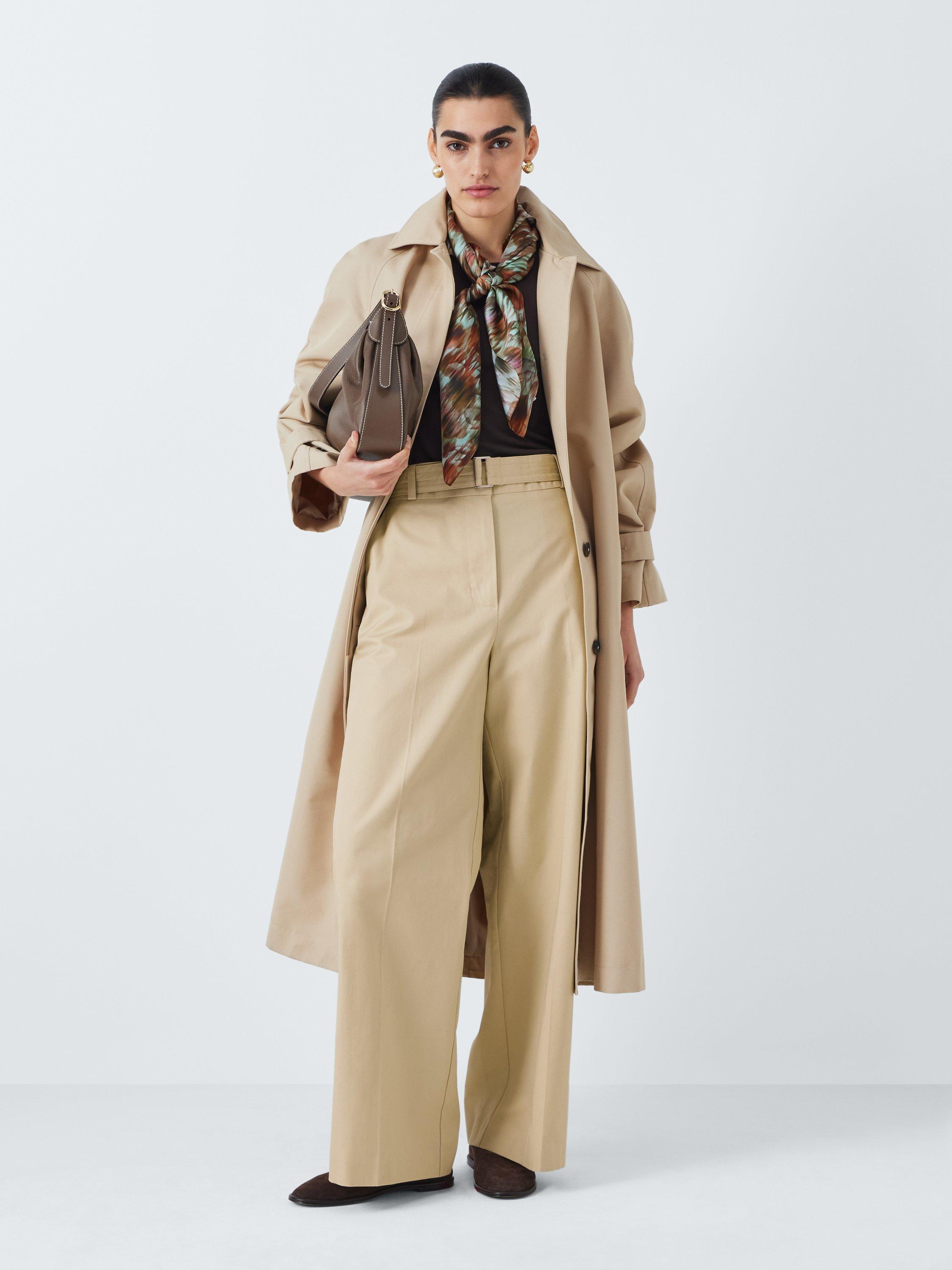 Product image 3 of 7, which shows John Lewis Wide Leg Cotton Trousers, Beige, 8