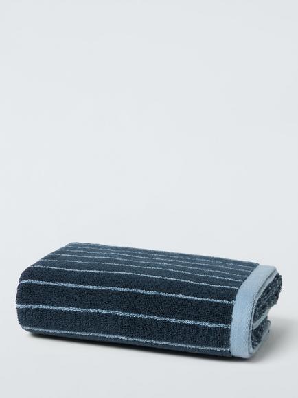 John Lewis Egyptian Cotton Stripe Towels, Midnight/Pacfic