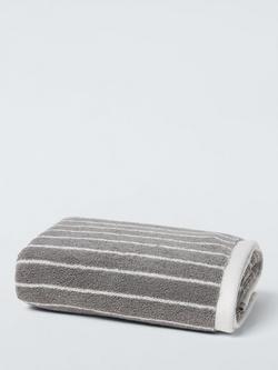 John Lewis Egyptian Cotton Stripe Towels, Dove Grey/Cream