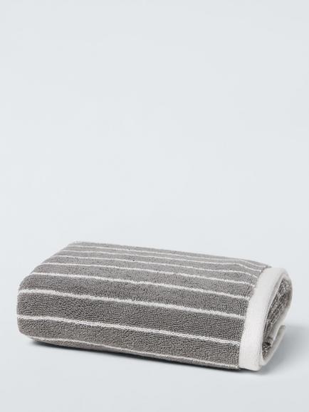 John Lewis Egyptian Cotton Stripe Towels, Dove Grey/Cream
