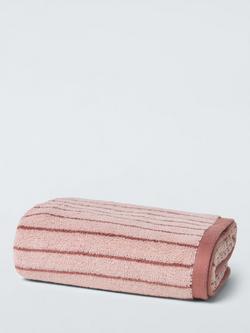 John Lewis Egyptian Cotton Stripe Towels, Pink/Desert Sand
