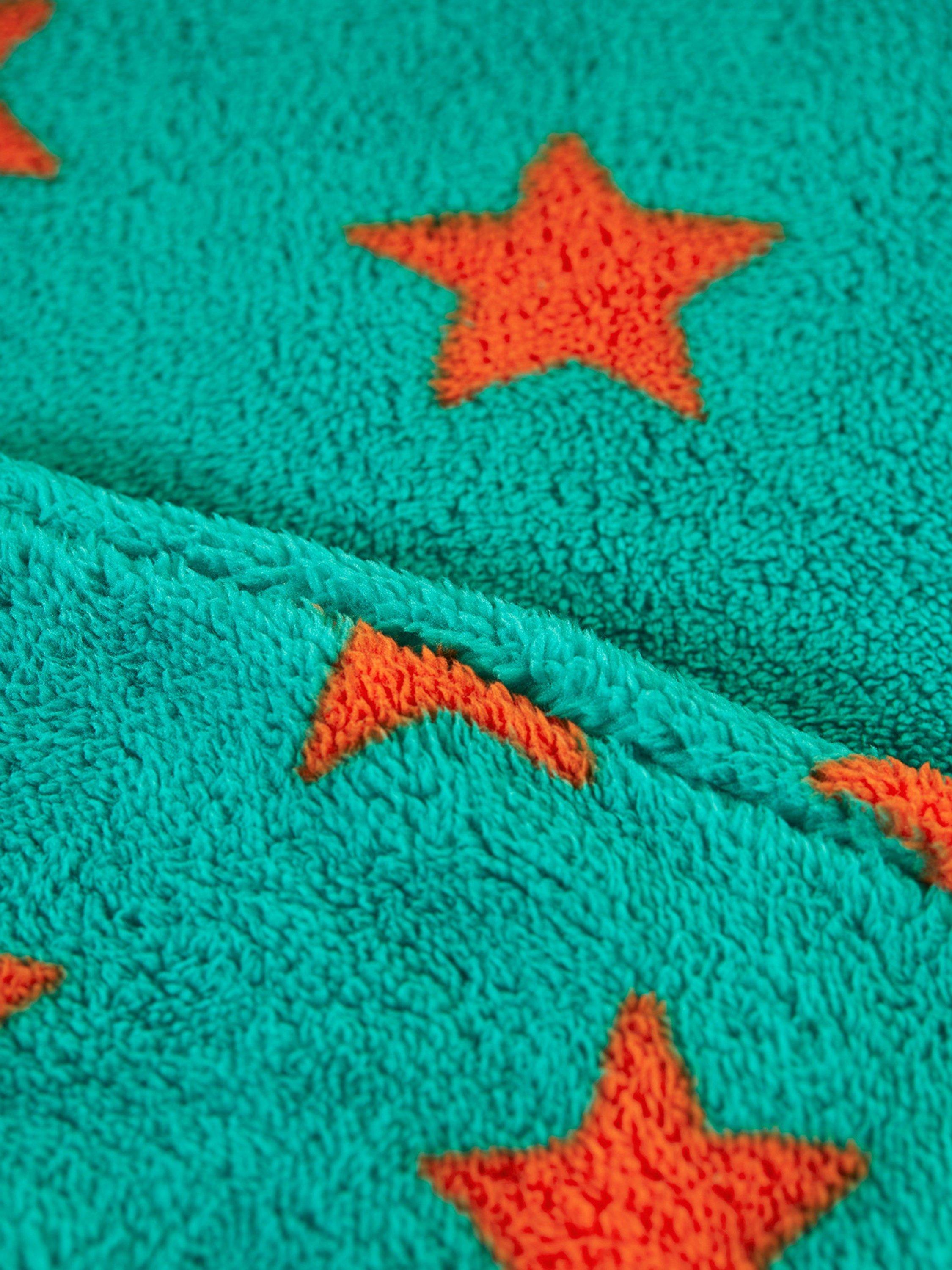Product image 4 of 6, which shows Frugi Baby Cosy Teddy Fleece Star Print Snuggle Suit, Bonfire Stars, 0-3 months