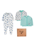 Frugi Baby Organic Cotton Sleepsuit & Jacket Gift Set, Moss/Multi