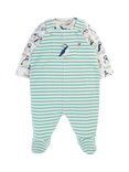 Frugi Baby Organic Cotton Footed Dungaree Set, Moss/Multi