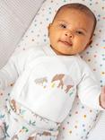 Frugi Baby Organic Cotton Kimono Bodysuit & Trousers Set, White/Multi, White/Multi