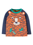 Frugi Baby Happy Organic Cotton Raglan Top, Orange/Multi