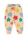 Frugi Baby Fleece Printed Pull Up Joggers, Flower Pop