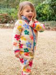 Frugi Baby Fleece Printed Pull Up Joggers, Flower Pop