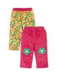 Frugi Baby Trixy Organic Cotton Corduroy Reversible Trousers, Pink/Multi