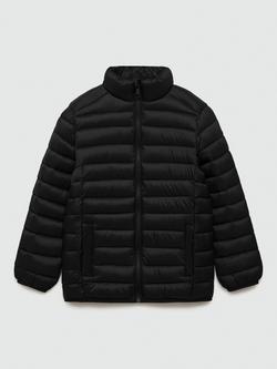 Mango Kids' Unico Quilted Puffer Jacket, Black, Black