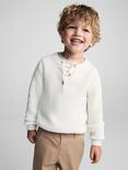 Mango Kids' Biarritz Button Neck Jumper, Natural White