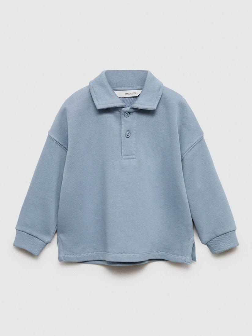 Mango Kids' Polo Button Placket Sweatshirt, Blue
