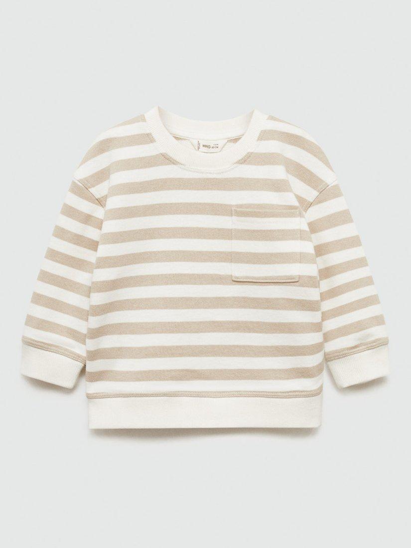 Mango Kids' Rayada Sweatshirt, Pastel Brown